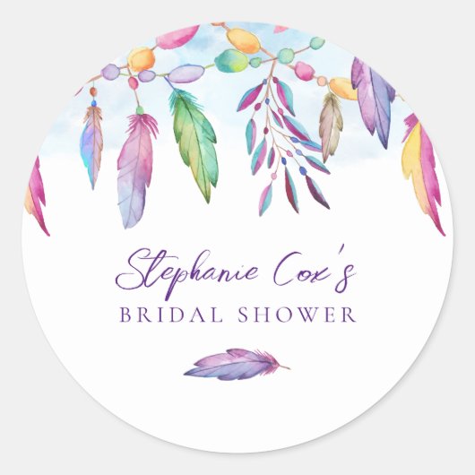 Moderne Bloemen Ronde Sticker (Voorkant)