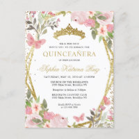 Moderne Bloemen Roze Goud Tiara Quinceañera