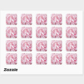Moderne Bloemen Roze Pioenvierkant Labels