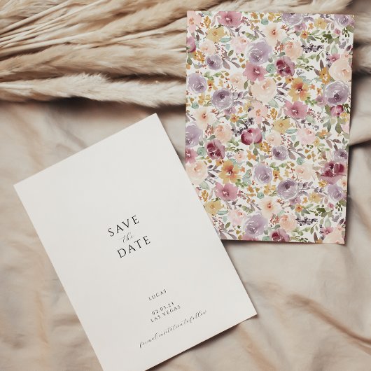 Moderne bloemen save the date uitnodiging