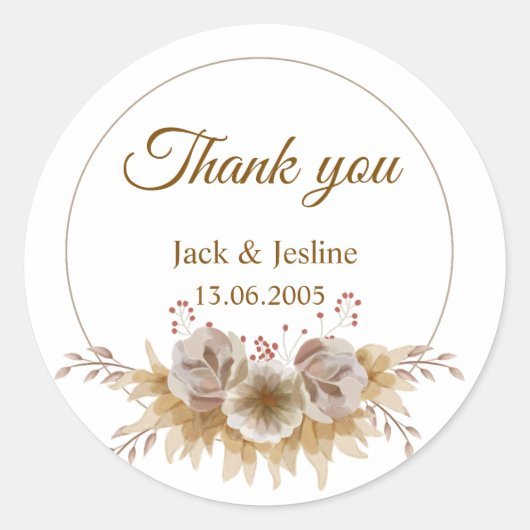 Moderne  bloemen sticker voor bruiloft (Voorkant)