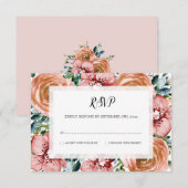 Moderne Bloemen Stoffige Oranje Rozen Orchideeën B RSVP Kaartje (Voorkant / Achterkant)