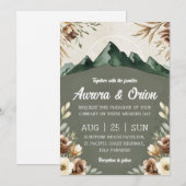 Moderne Bloemen waterverf Mountain Wedding Kaart (Voorkant / Achterkant)