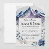 Moderne Bloemen waterverf Mountain Wedding Kaart (Voorkant / Achterkant)