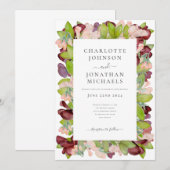 Moderne Bloemen Waterverf Sinaasappel Bruiloft Kaart (Voorkant / Achterkant)