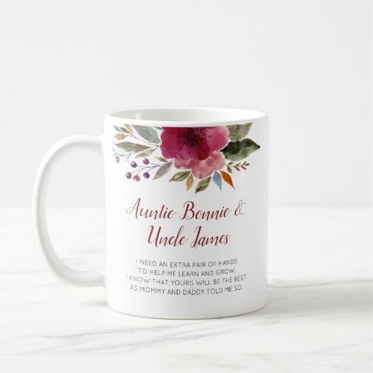 Moderne bloemen, zult u mijn peetouders doop zijn koffiemok (Links)