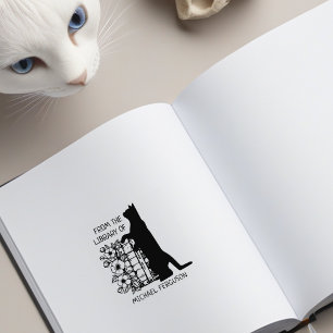 Moderne Bloemenbibliotheek Cat Rubberstempel