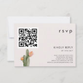 Moderne Bloemencactus Bruiloft QR CODE RSVP-kaart Kaart (Voorkant)