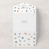Moderne bloemencode QR-code handtekening script br All In One Uitnodiging (Buitenkant)