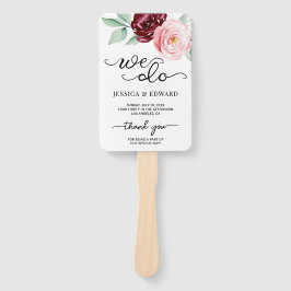 Moderne bloemendank u elegante bruiloft programma handwaaier