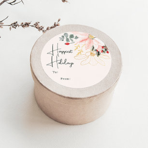 Moderne bloemengelukkigste Feestdagen om uit te ki Ronde Sticker