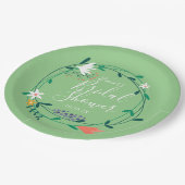 Moderne bloemenguirlande Elegante script bruidsfee Papieren Bordje (Gekanteld)