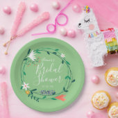 Moderne bloemenguirlande Elegante script bruilofts Papieren Bordje (Feest)