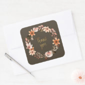 Moderne bloemenkrans begroetingsportzegel vierkante sticker (Envelop)