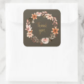 Moderne bloemenkrans begroetingsportzegel vierkante sticker (Tas)