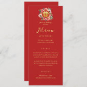 Moderne bloemenkrans dubbele xi chinese bruiloft menu (Voorkant / Achterkant)