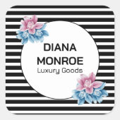 Moderne bloemenkrans elegant  vierkante sticker (Voorkant)