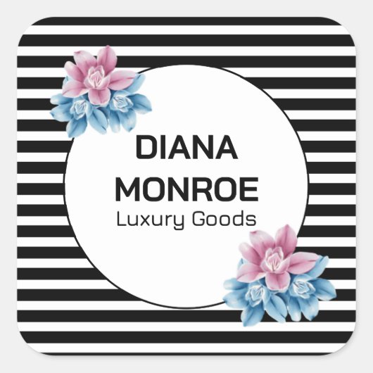Moderne bloemenkrans elegant  vierkante sticker (Voorkant)