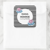 Moderne bloemenkrans elegant  vierkante sticker (Tas)