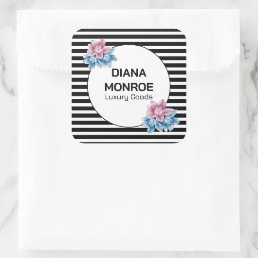 Moderne bloemenkrans elegant  vierkante sticker (Tas)