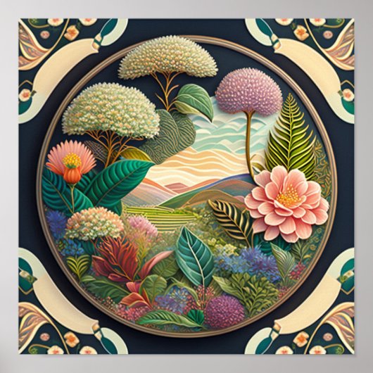 Moderne bloemenlandschap illustratie poster (Voorkant)