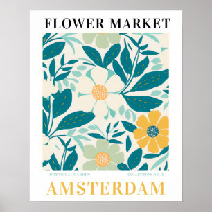Moderne Bloemenmarkt Amsterdam Bloemen botanisch Poster