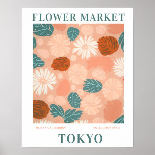 Moderne Bloemenmarkt Tokyo Bloemen botanisch Poster