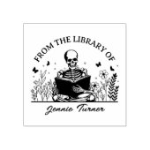 Moderne Bloemenschedel Bookplate Uit de Bibliothee Rubberstempel (Afrduk)