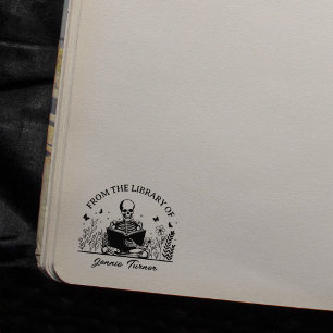 Moderne bloemenschedel ex-libris uit de bibliothee rubberstempel