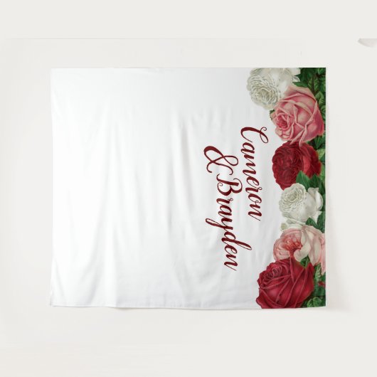 Moderne Bloementuin Trouwfeest Achtergrond Wandkleed (Voorkant (horizontaal))