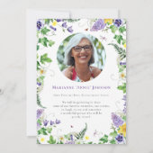 Moderne Bloemenviering van het leven Begrafenis Kaart (Achterkant)