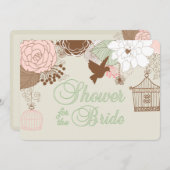 Moderne bloemenvogelkooi douche kaart (Voorkant / Achterkant)