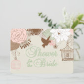 Moderne bloemenvogelkooi douche kaart (Staand voorkant)