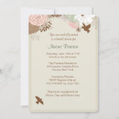 Moderne bloemenvogelkooi douche kaart (Achterkant)