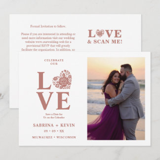Moderne Bloemhart Foto Huwelijk Script TLW26 Save The Date