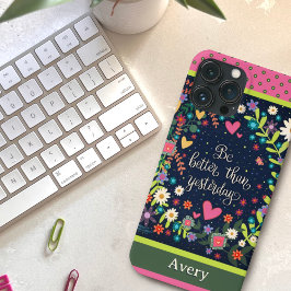 Moderne bloemige aangepaste naam leuke quote iPhone 13 pro max hoesje