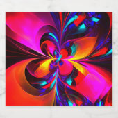 Moderne bloemige Abstracte kunst rood blauw patroo Bier Etiket (Enkel label)