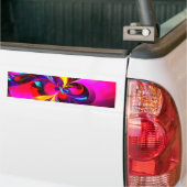 Moderne bloemige Abstracte kunst rood blauw patroo Bumpersticker (Op Truck)