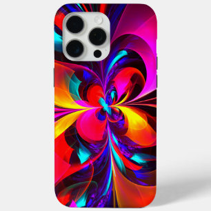 Moderne bloemige Abstracte kunst rood blauw patroo iPhone 15 Pro Max Hoesje