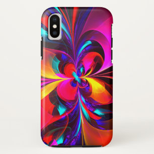 Moderne bloemige Abstracte kunst rood blauw patroo iPhone XS Hoesje