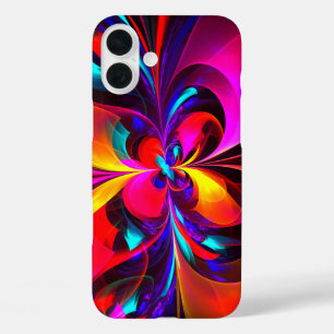 Moderne bloemige Abstracte kunst rood blauw patroo iPhone 16 Plus Hoesje