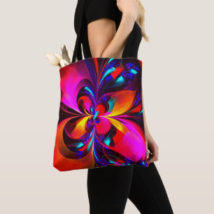 Moderne bloemige Abstracte kunst rood blauw patroo Draagtas