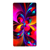 Moderne bloemige Abstracte kunst rood blauw patroo Etiket (Voorkant)