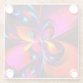 Moderne bloemige Abstracte kunst rood blauw patroo Glazen Onderzetter (Achterkant)