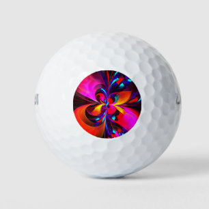 Moderne bloemige Abstracte kunst rood blauw patroo Golfballen