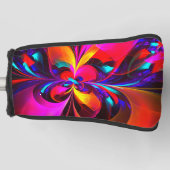 Moderne bloemige Abstracte kunst rood blauw patroo Golfheadcover (Voorkant)