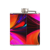 Moderne bloemige Abstracte kunst rood blauw patroo Heupfles (Achterkant)