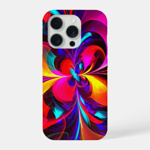 Moderne bloemige Abstracte kunst rood blauw patroo iPhone 15 Pro Hoesje