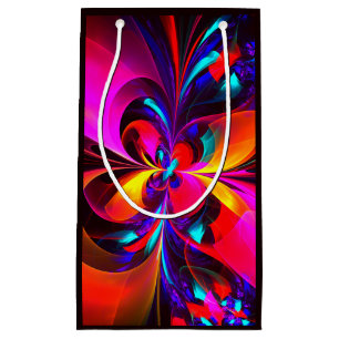 Moderne bloemige Abstracte kunst rood blauw patroo Klein Cadeauzakje