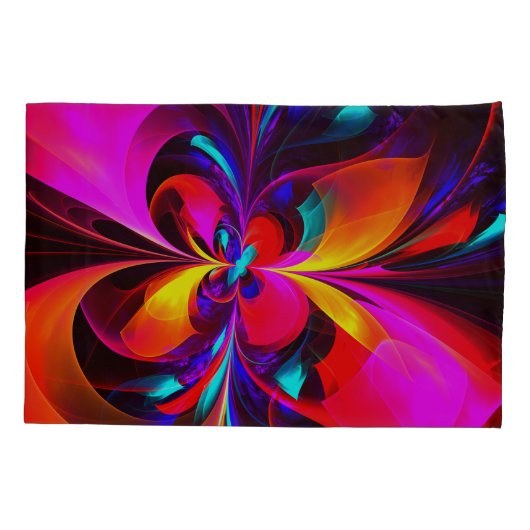 Moderne bloemige Abstracte kunst rood blauw patroo Kussensloop (Achterkant)